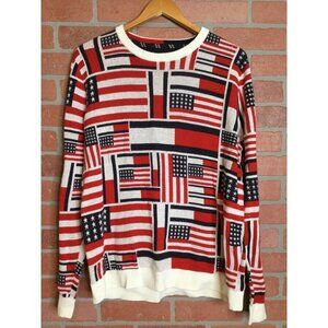 Tommy Hilfiger Men's American Flag Print Knit Sweater Pullover Size Large